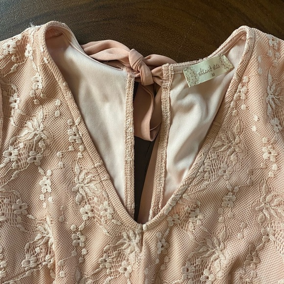 Altar’d State Elegant Pink Lace Dress with Long Sleeves/ Size Medium - Picture 3 of 7